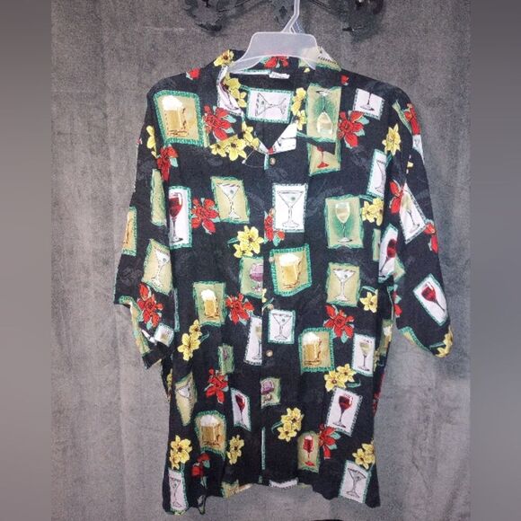 Blackwood Cocktail Print Hawaiian Shirt Size 3X NWOT P2P 31 In Length 33 - Picture 1 of 6